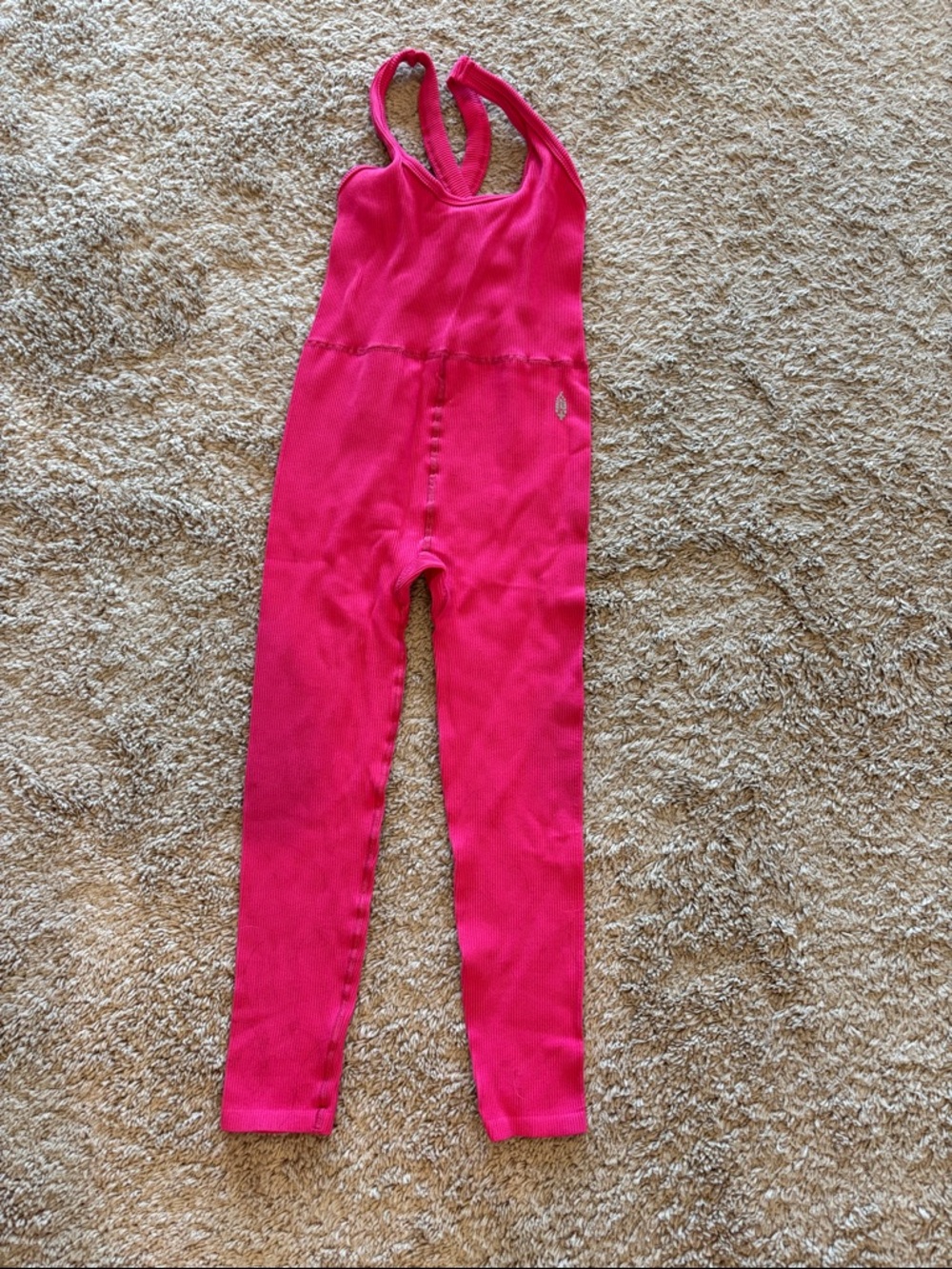 Free People Movement Hot Pink One-Piece Ribbed Jumpsuit